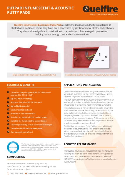 quelfire putty pads data sheet